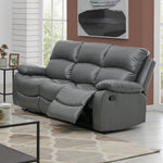 Faux Leather Manual Recliner Two & Three Seater Sofa Set - Charcoal Grey - Bargainia.com - 