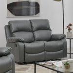 Faux Leather Manual Recliner Two & Three Seater Sofa Set - Charcoal Grey - Bargainia.com - 