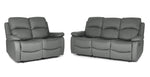 Faux Leather Manual Recliner Two & Three Seater Sofa Set - Charcoal Grey - Bargainia.com - 