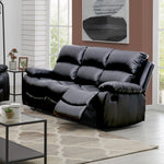 Faux Leather Manual Recliner Two & Three Sofa Set - Black - Bargainia.com - 5056150222941