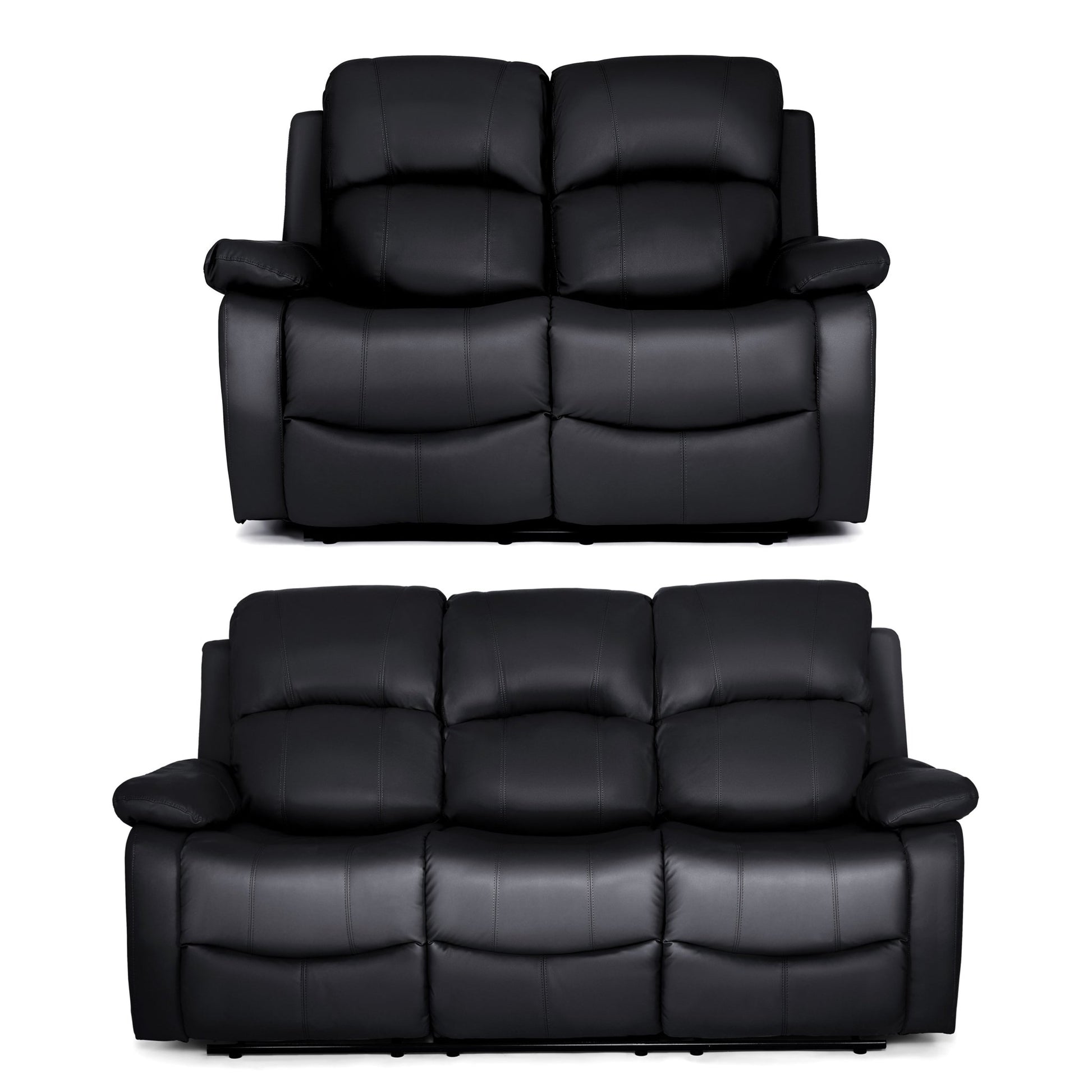 Faux Leather Manual Recliner Two & Three Sofa Set - Black - Bargainia.com - 5056150222941 - MLM-111433-S23-BLK