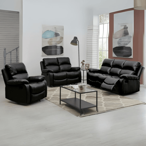 Faux Leather Recliner Sofas Bargainia Full Suite Black