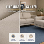 Brixton Cream Fabric Sofa Set, 2 Seater and 3 Seater Linen Look Settees with Solid Wood Frame and Steel Legs