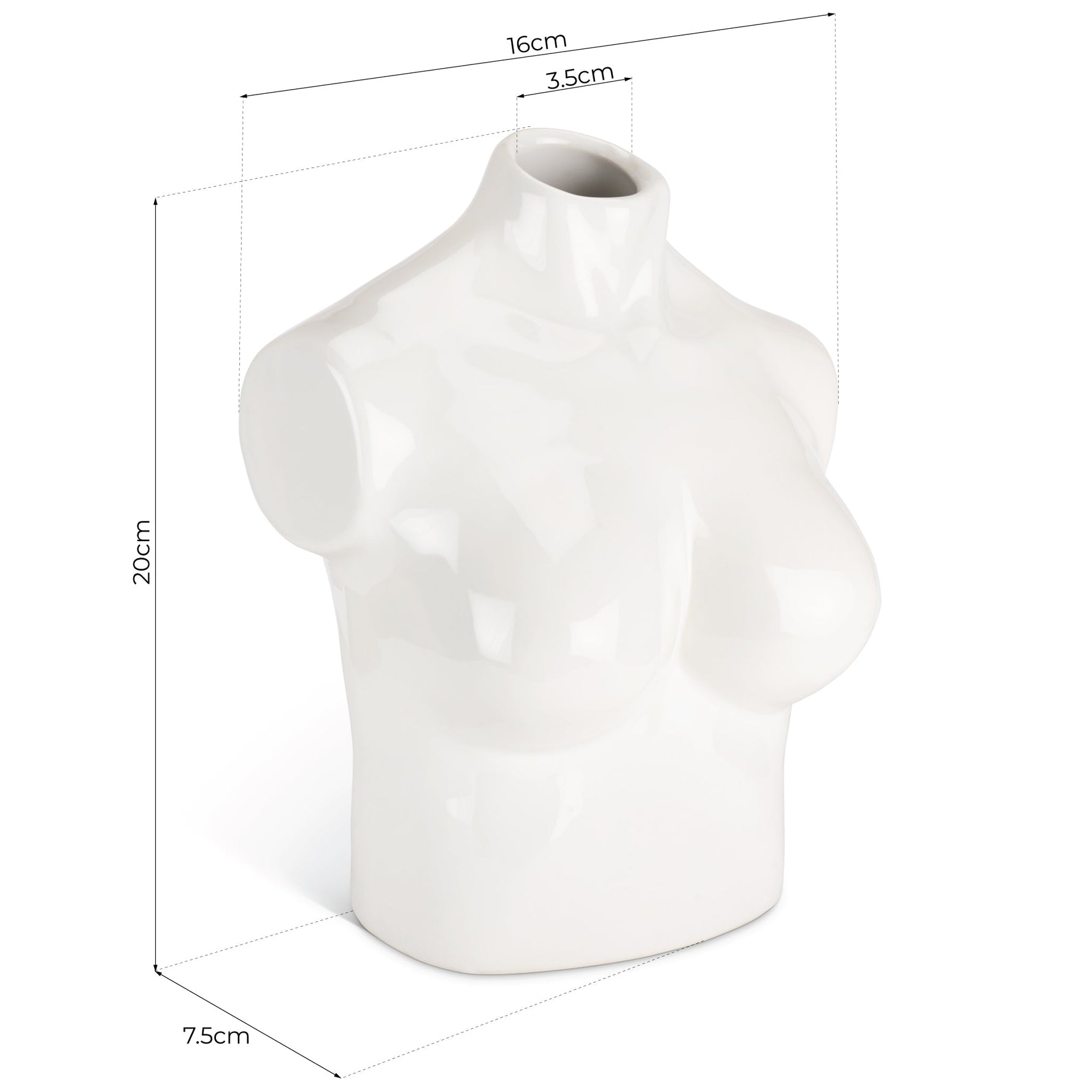 Female Silhouette Torso Vase - 20cm - Assorted Colours - Bargainia.com - 