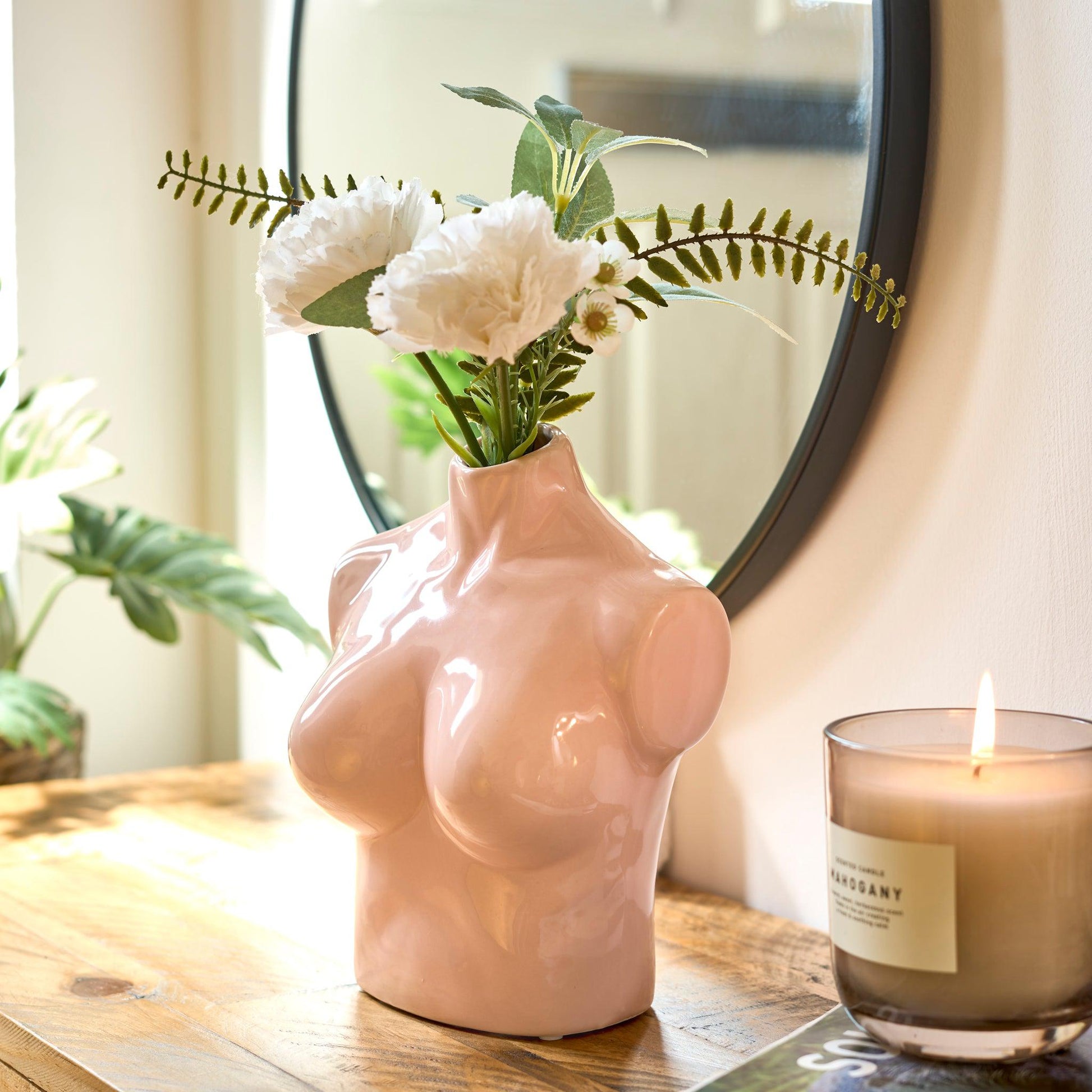 Female Silhouette Torso Vase - 20cm - Assorted Colours Vase Clearance Nude