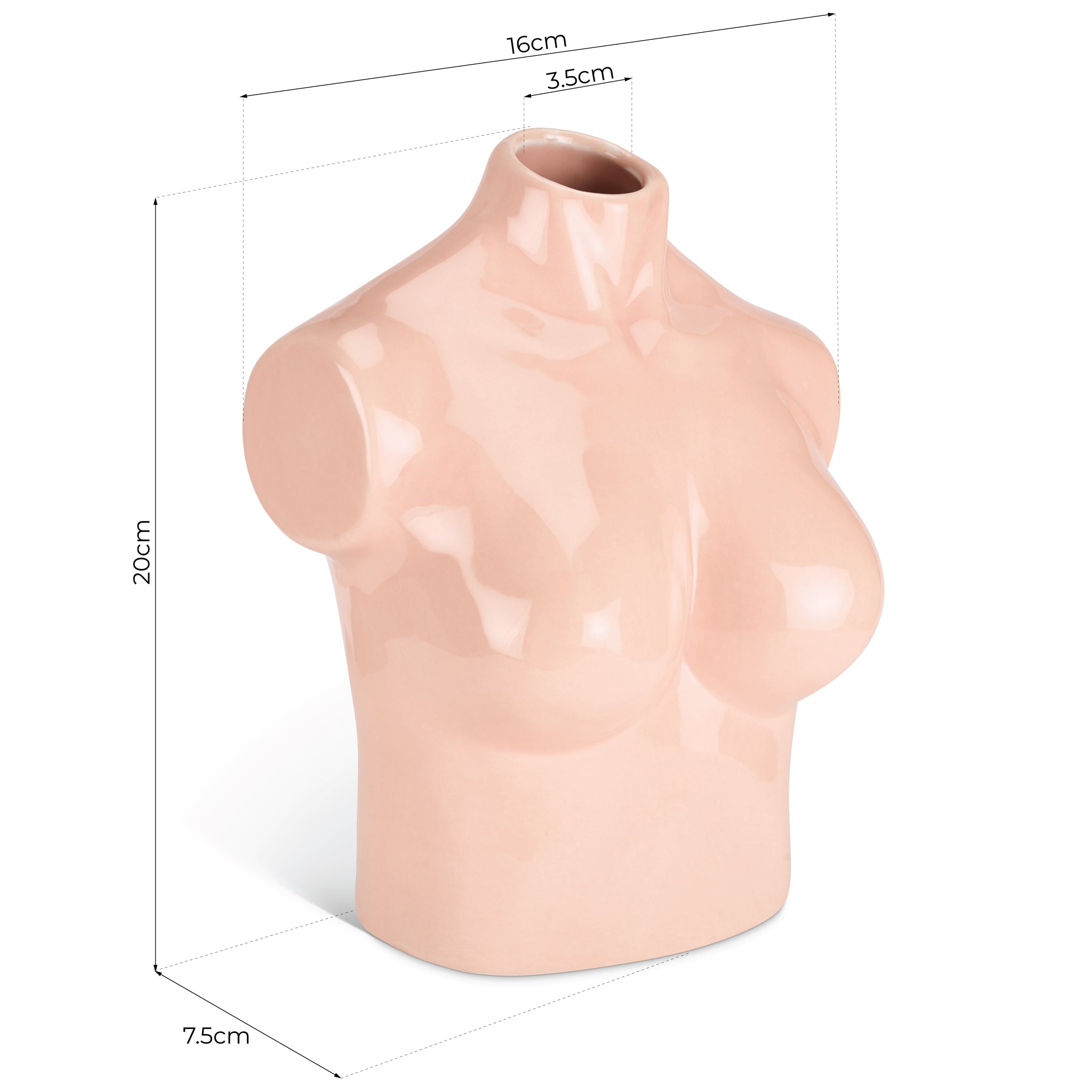 Female Silhouette Torso Vase - 20cm - Assorted Colours Vase Clearance
