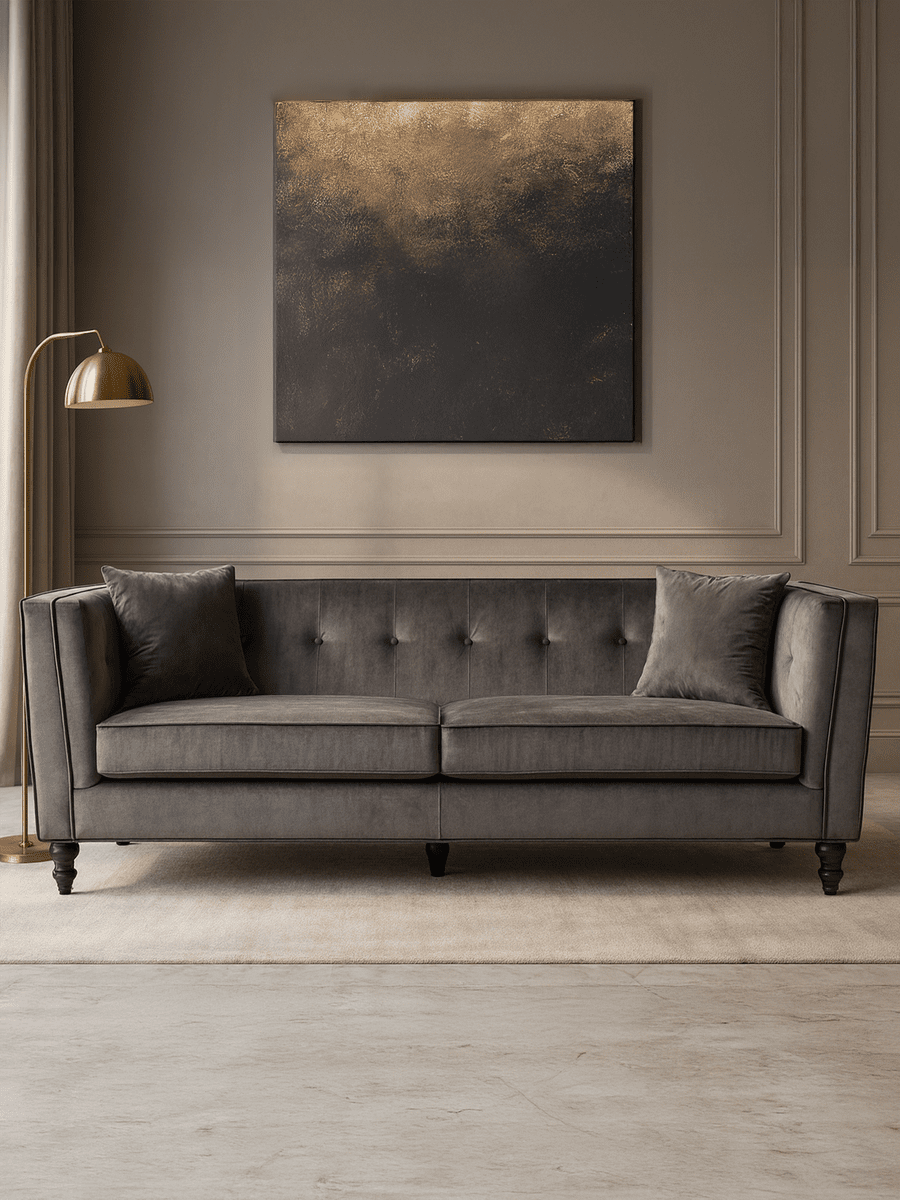 Ferris 3 Seat Grey Velvet Sofa - Bargainia.com - 