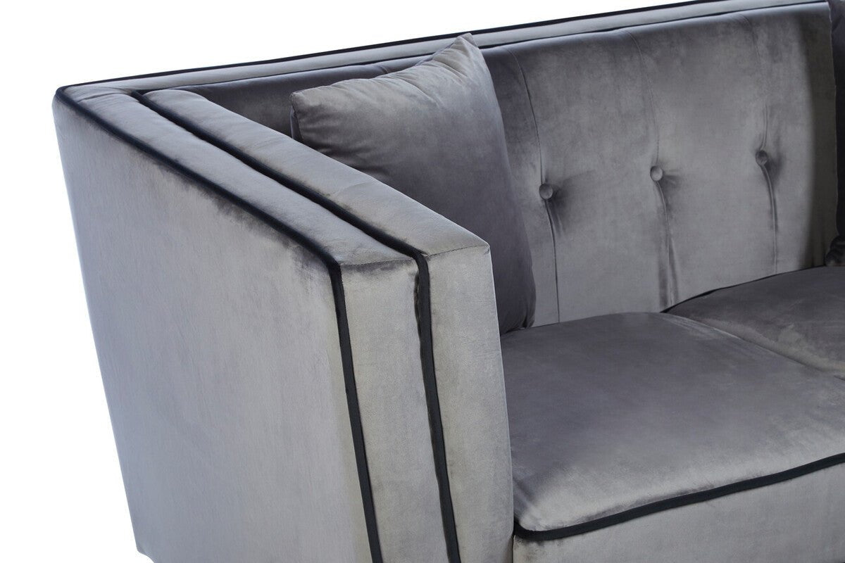 Ferris 3 Seat Grey Velvet Sofa - Bargainia.com - 