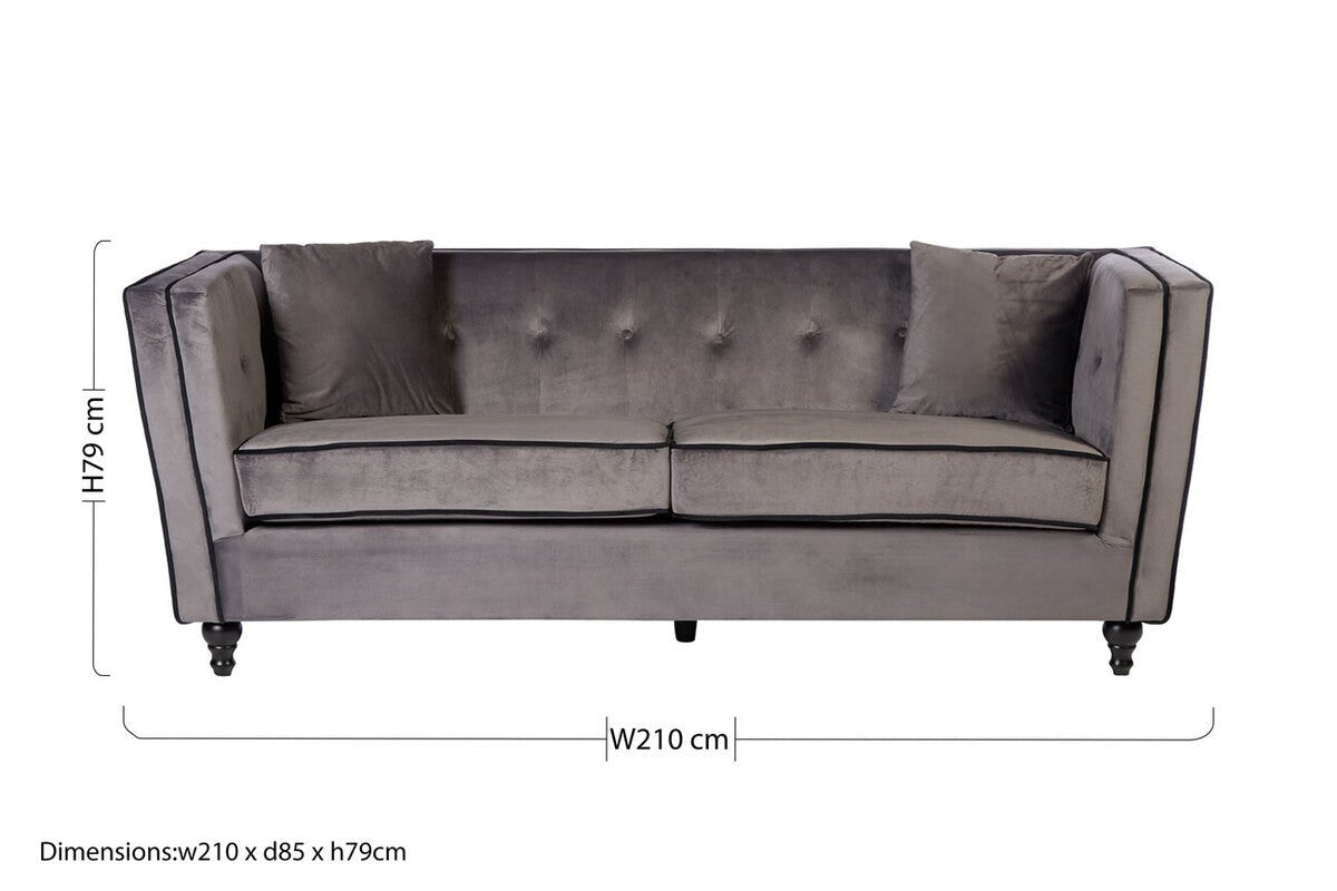 Ferris 3 Seat Grey Velvet Sofa - Bargainia.com - 