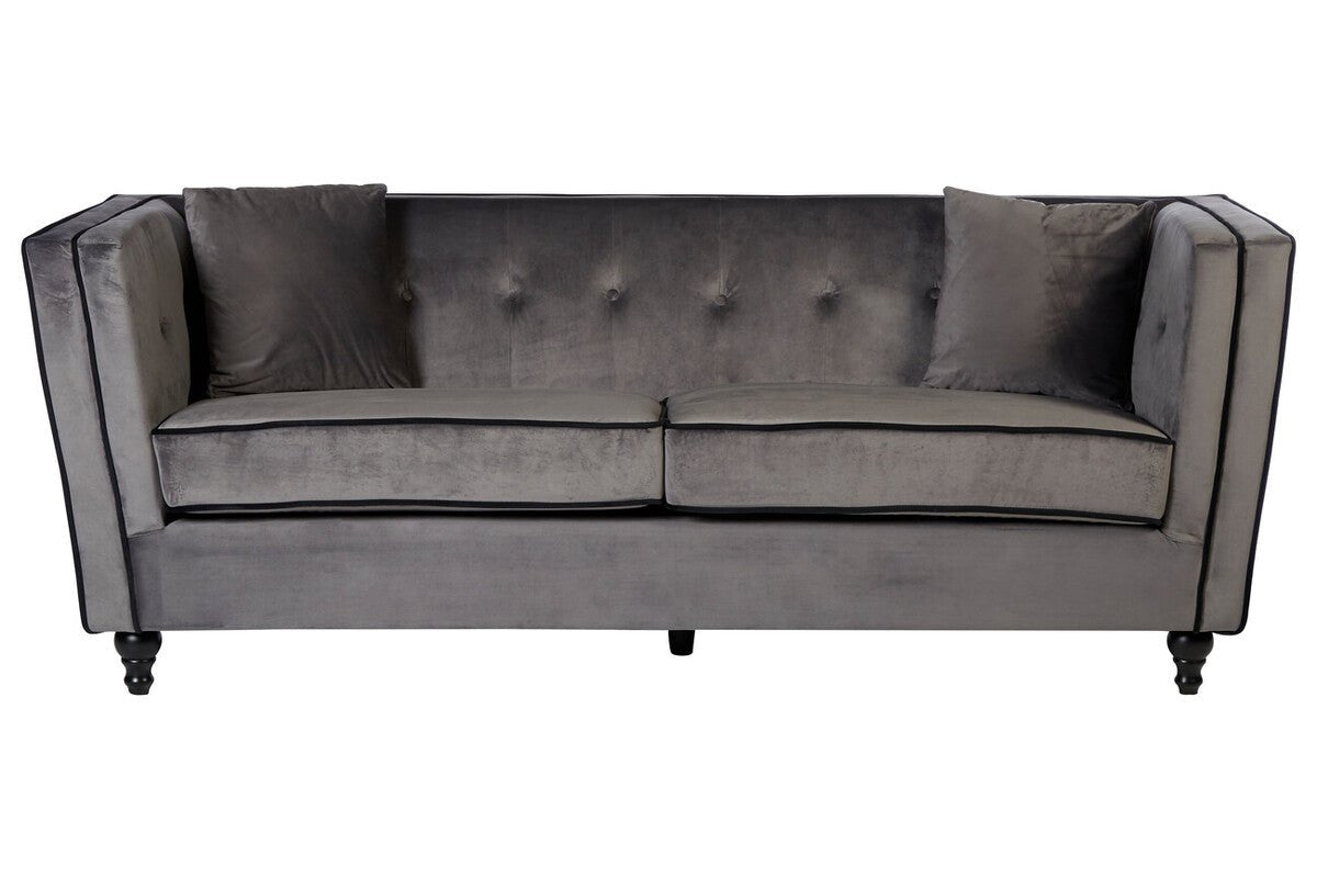 Ferris 3 Seat Grey Velvet Sofa - Bargainia.com - 