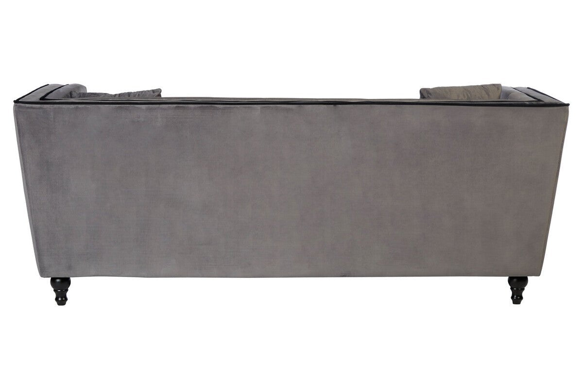 Ferris 3 Seat Grey Velvet Sofa - Bargainia.com - 