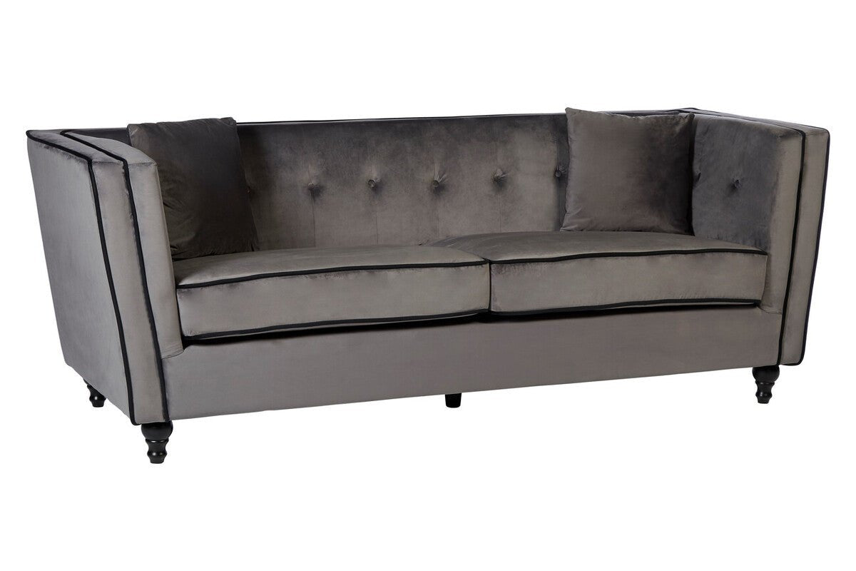 Ferris 3 Seat Grey Velvet Sofa - Bargainia.com - 