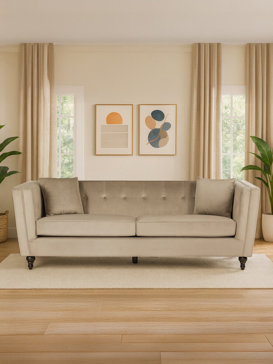 Ferris 3 Seat Mink Velvet Sofa - Bargainia.com - 