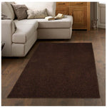 Fiji Chocolate Brown Washable Solid Shaggy Rug - Bargainia.com - 