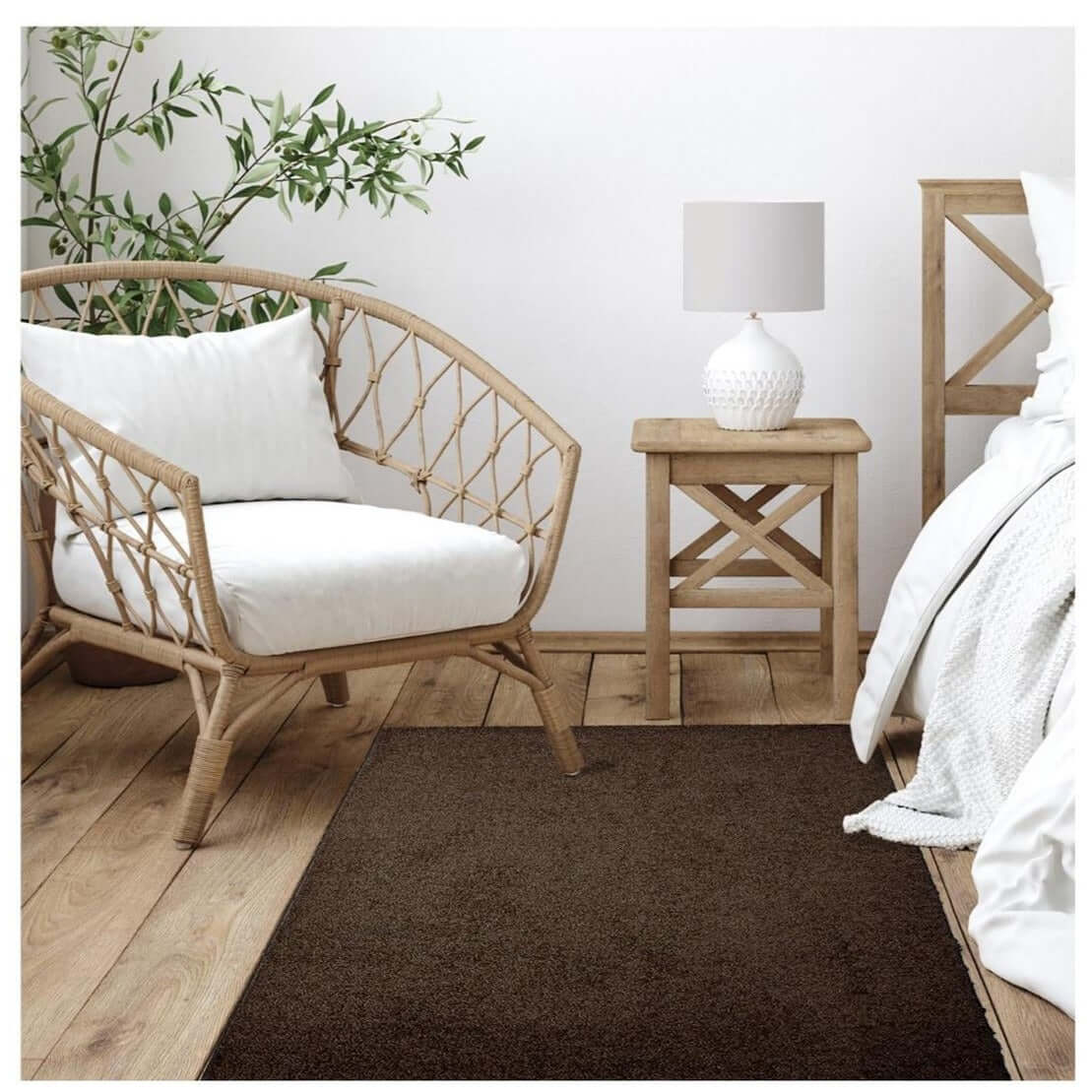 Fiji Chocolate Brown Washable Solid Shaggy Rug - Bargainia.com - 5056584514780 - FIJ001004