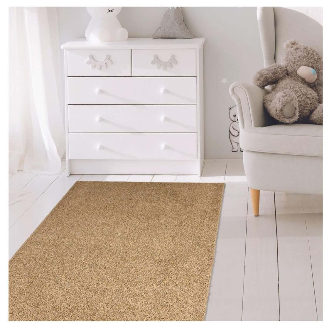 Fiji Latte Beige Washable Solid Shaggy Rug - Bargainia.com - 5056584514810 - FIJ001007