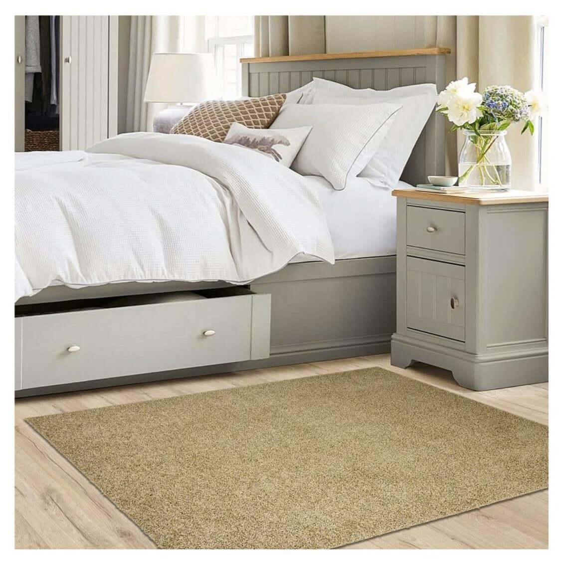 Fiji Latte Beige Washable Solid Shaggy Rug - Bargainia.com - 5056584514810 - FIJ001007