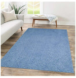 Fiji Sky Blue Washable Solid Shaggy Rug - Bargainia.com - 