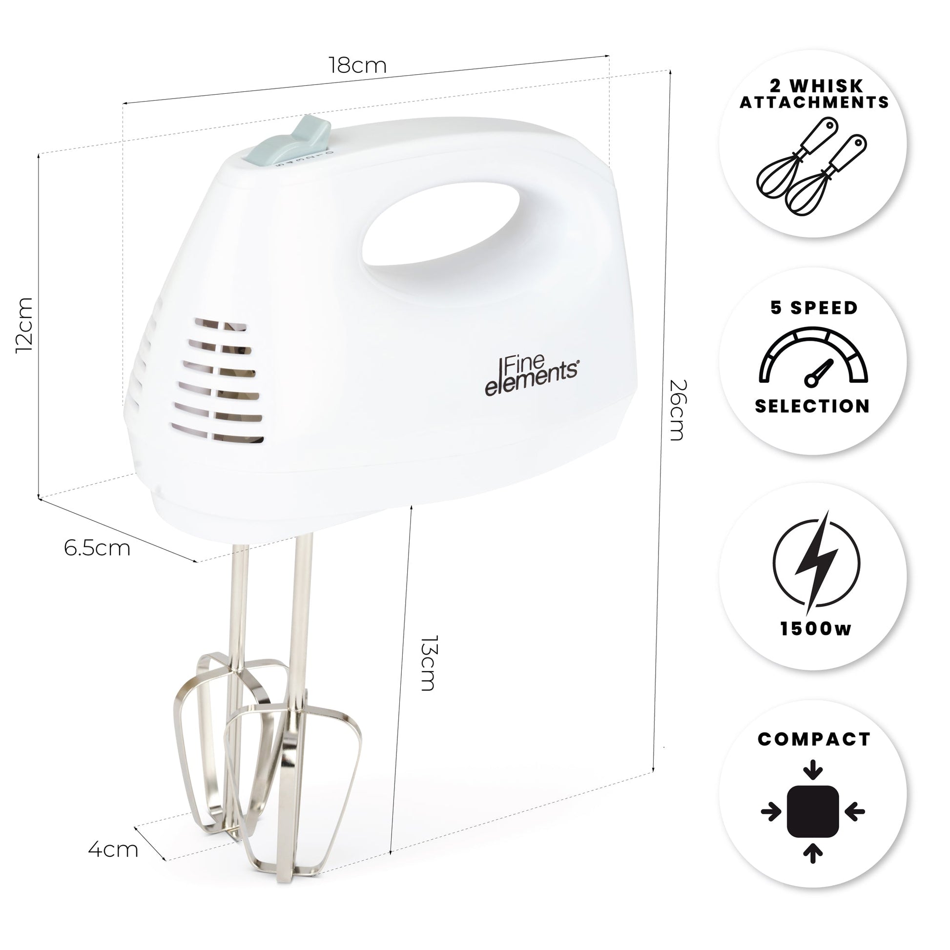 Fine Elements 150W Hand Mixer Kitchen Tools & Utensils Clearance