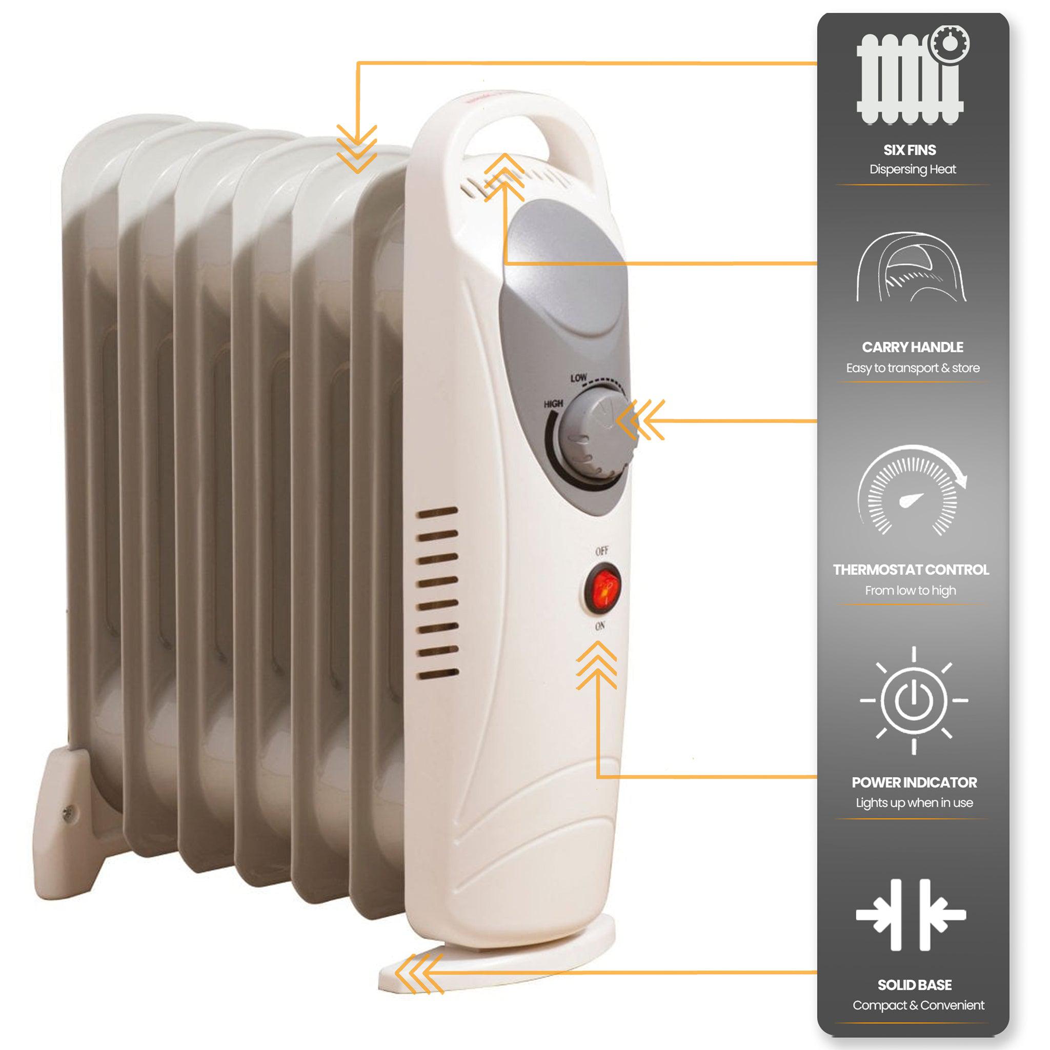 Fine Elements 800W Mini Oil Filled Radiator Heaters Clearance