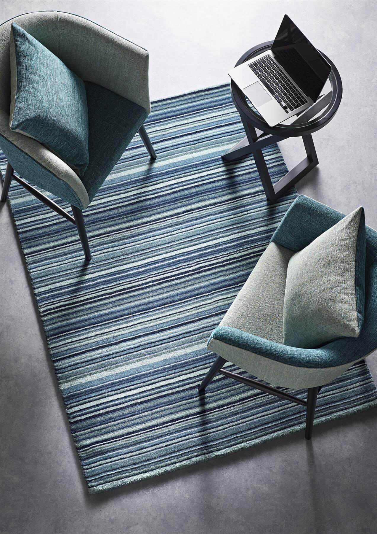 Fine Stripes Blue Wool Rug - Bargainia.com - 5026134548794 - FINSTR_BLUBGE_080X150