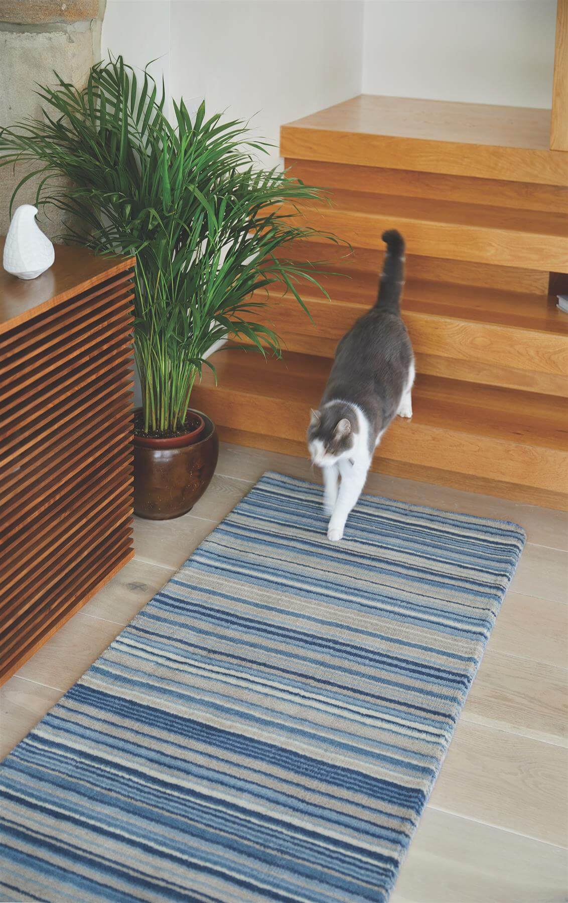 Fine Stripes Blue Wool Rug - Bargainia.com - 