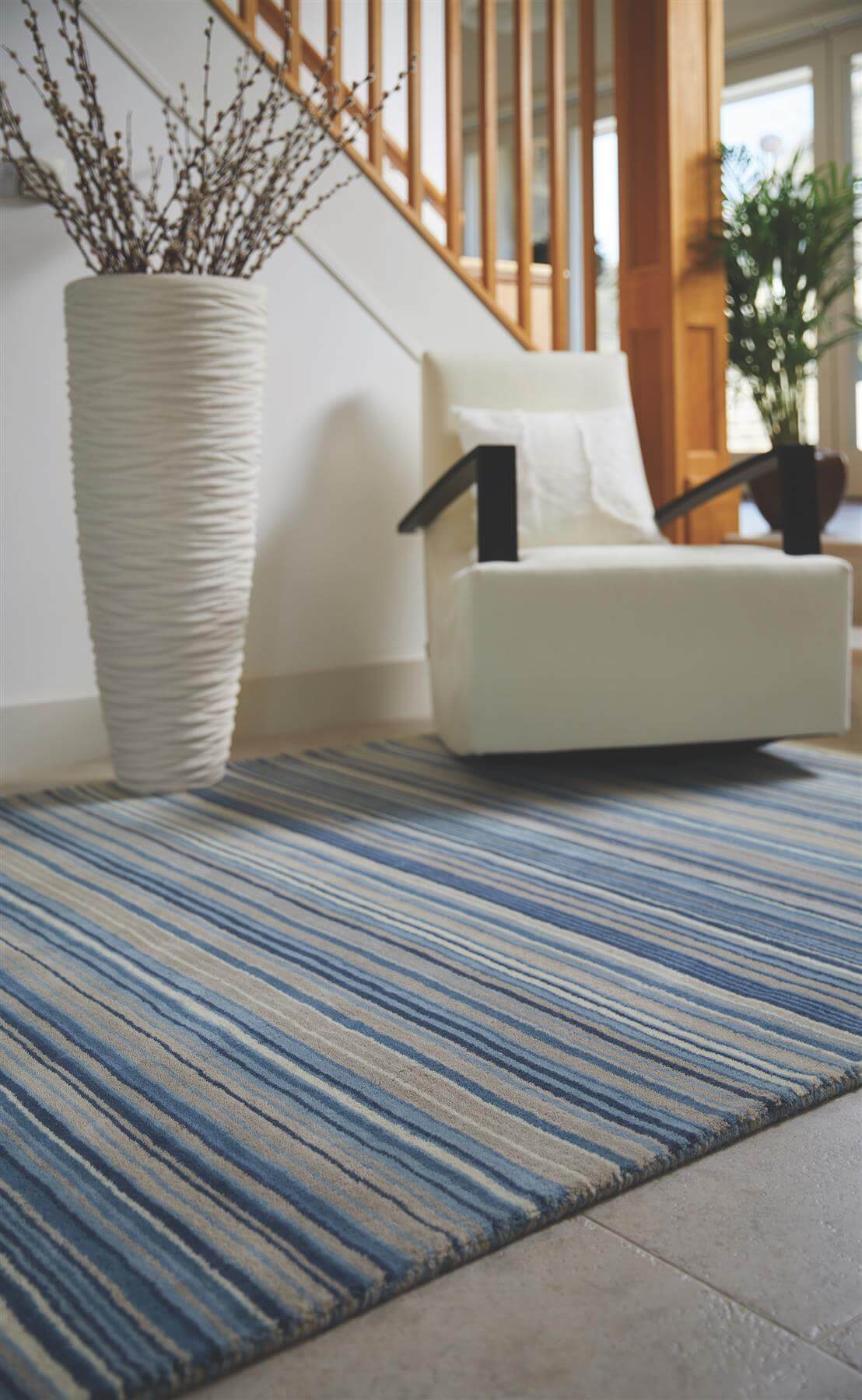 Fine Stripes Blue Wool Rug - Bargainia.com - 5026134548794 - FINSTR_BLUBGE_080X150