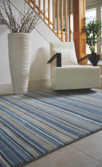 Fine Stripes Blue Wool Rug - Bargainia.com - 