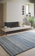 Fine Stripes Blue Wool Rug - Bargainia.com - 
