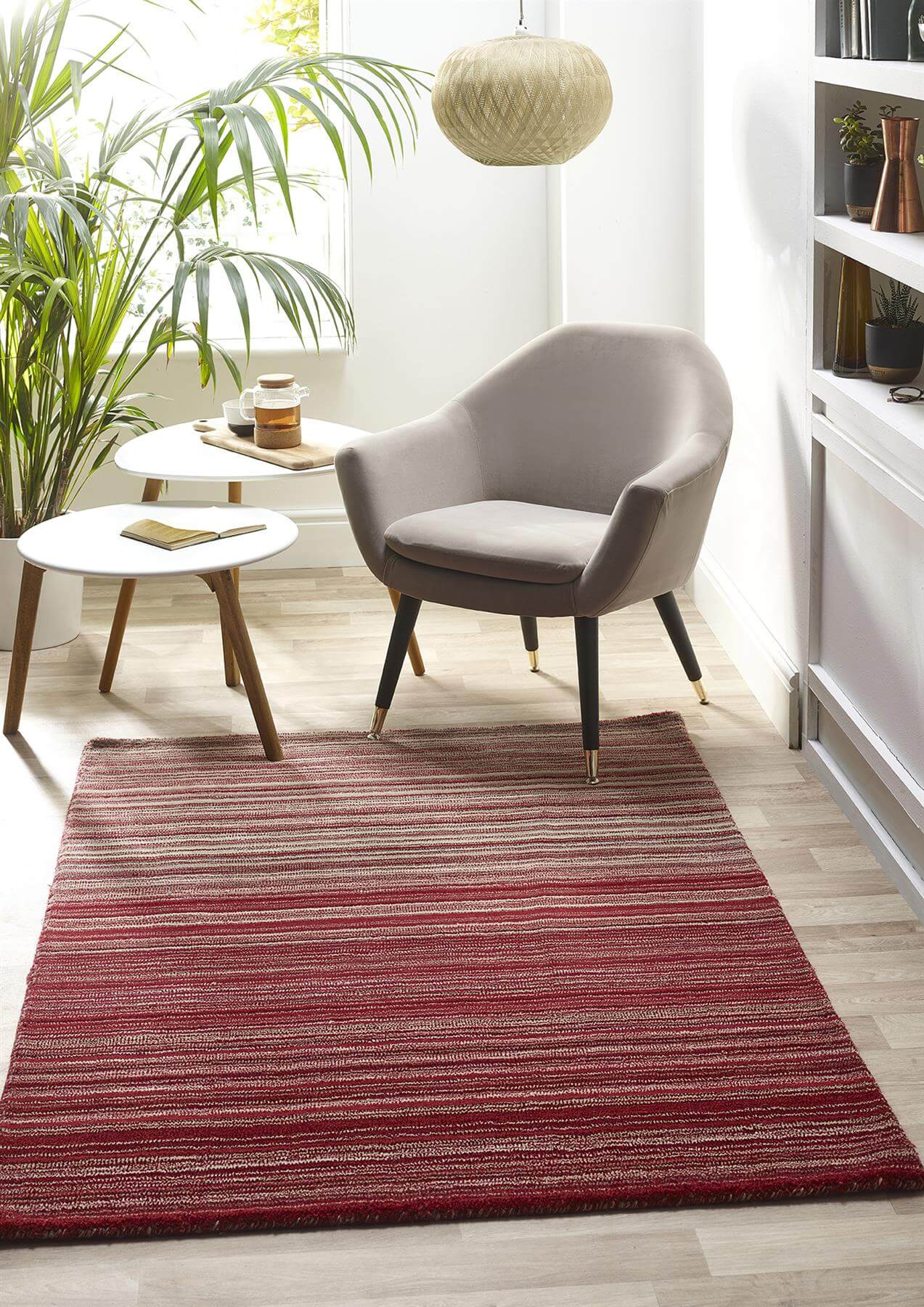 Fine Stripes Red Wool Rug - Bargainia.com - 