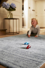 Fine Stripes Silver Grey Wool Rug - Bargainia.com - 