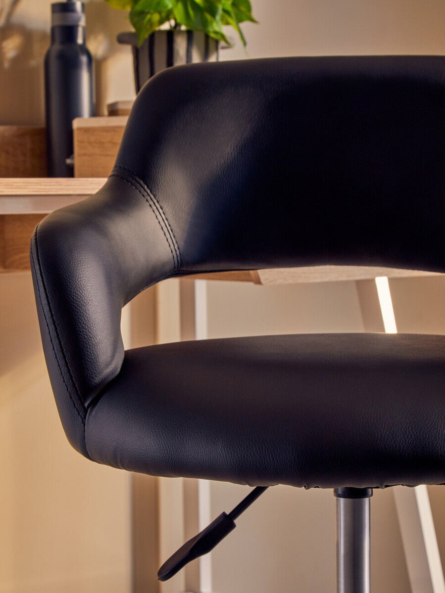 Fionna Black Home Office Chair with Curved Back - Bargainia.com - 5018705487380