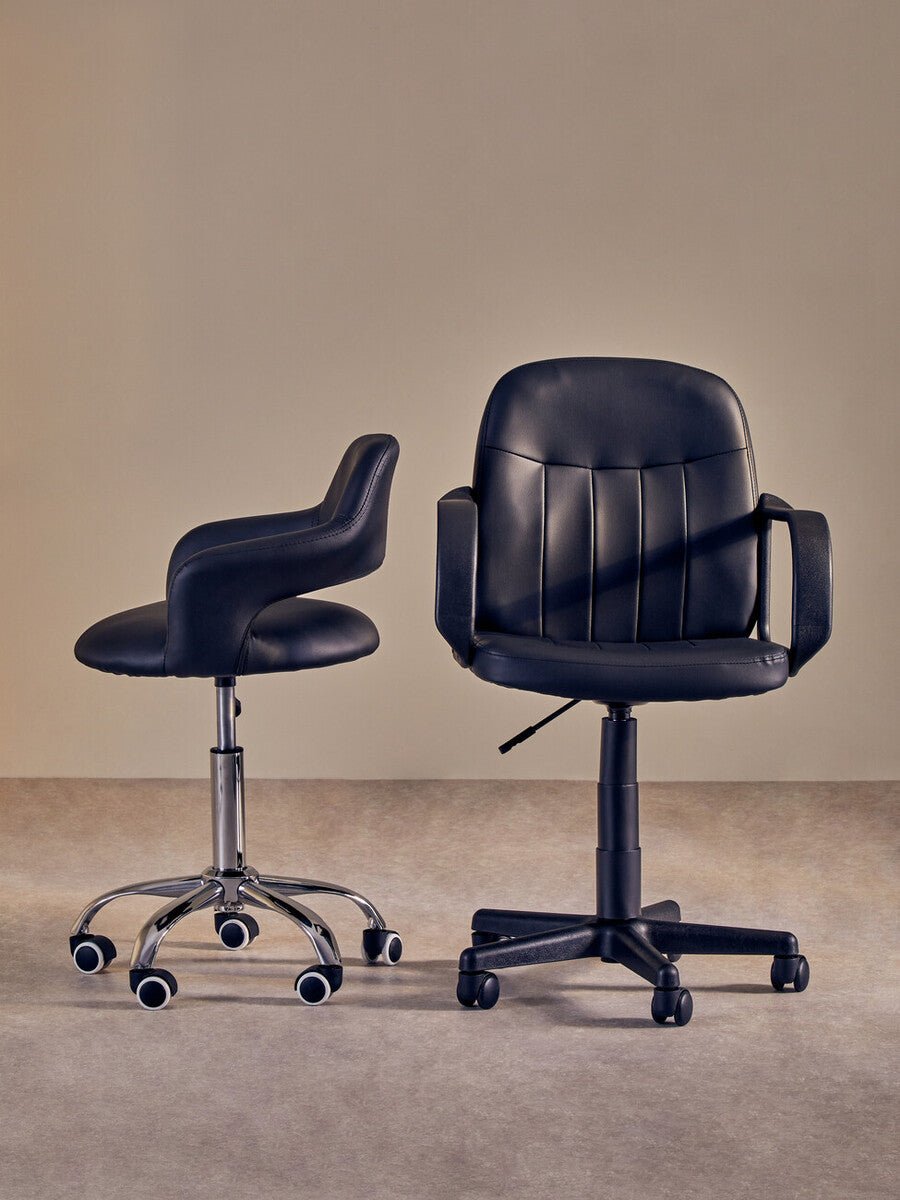 Fionna Black Home Office Chair with Curved Back - Bargainia.com - 5018705487380