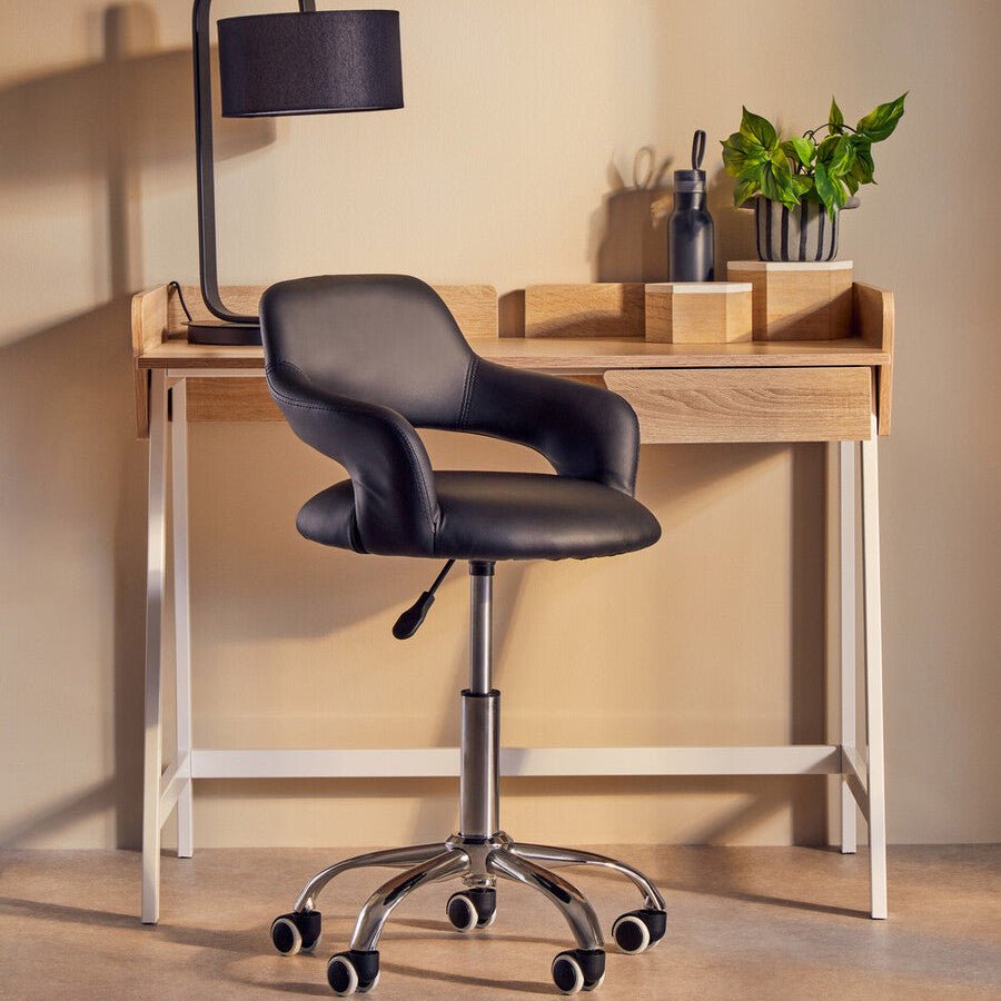 Fionna Black Home Office Chair with Curved Back - Bargainia.com - 5018705487380