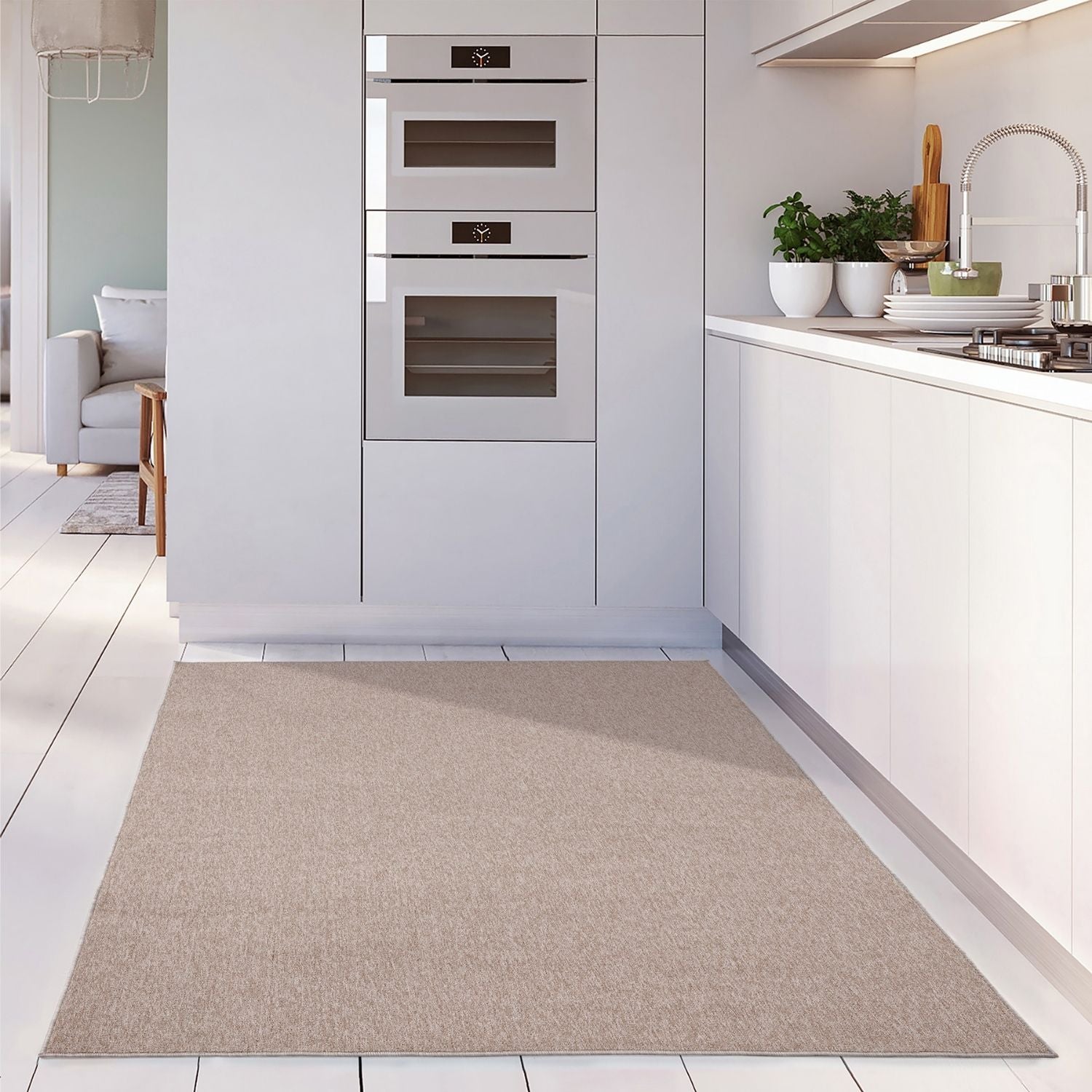 Flex Beige Low Pile Solid Rug - Bargainia.com - 