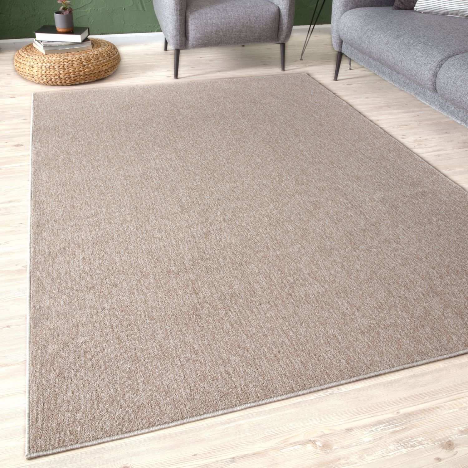 Flex Beige Low Pile Solid Rug - Bargainia.com - 