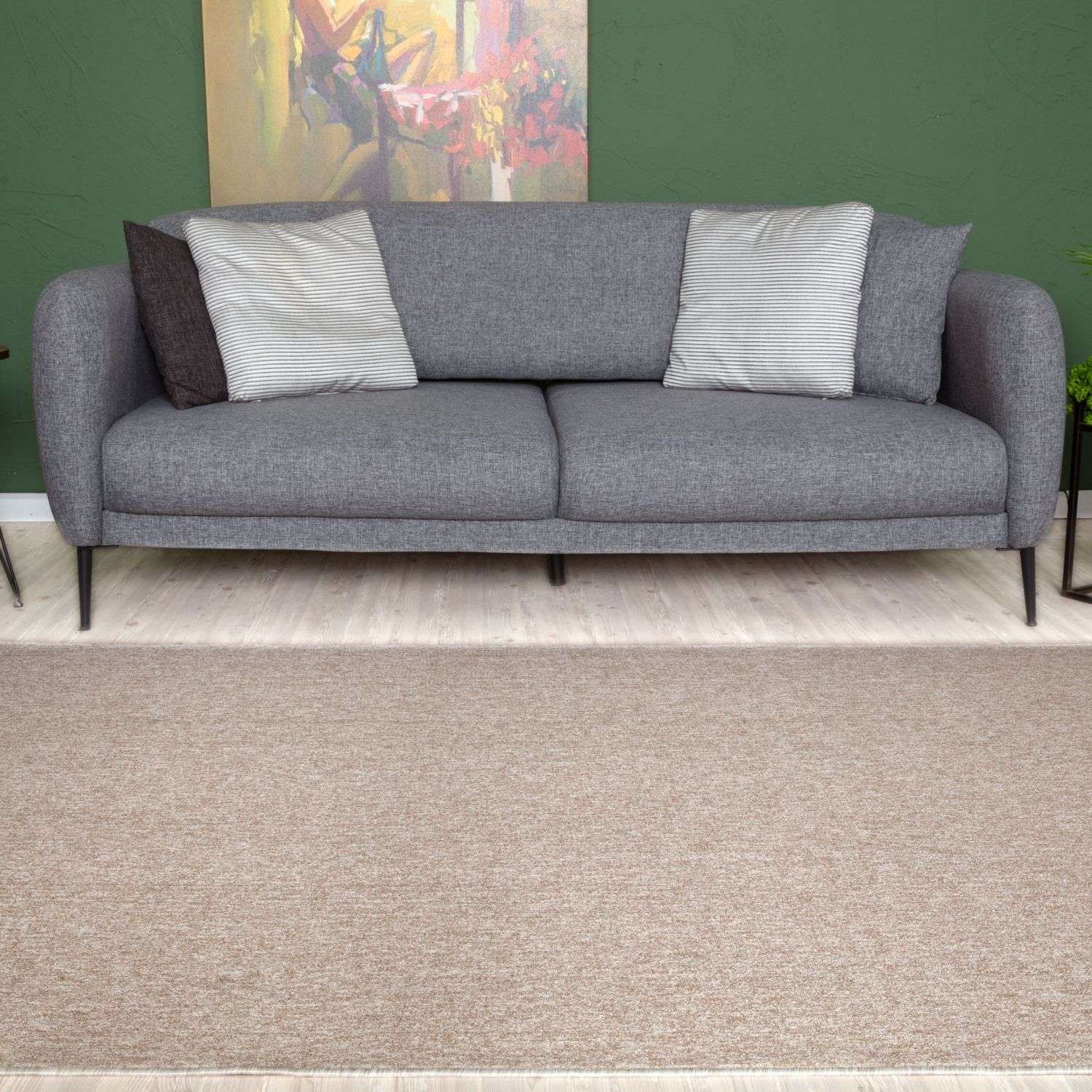 Flex Beige Low Pile Solid Rug - Bargainia.com - 