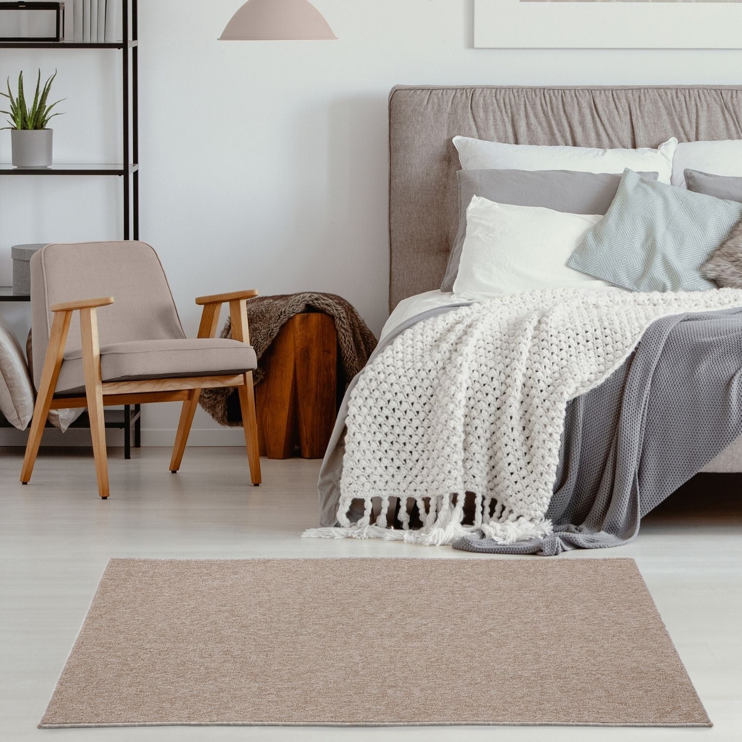 Flex Beige Low Pile Solid Rug - Bargainia.com - 