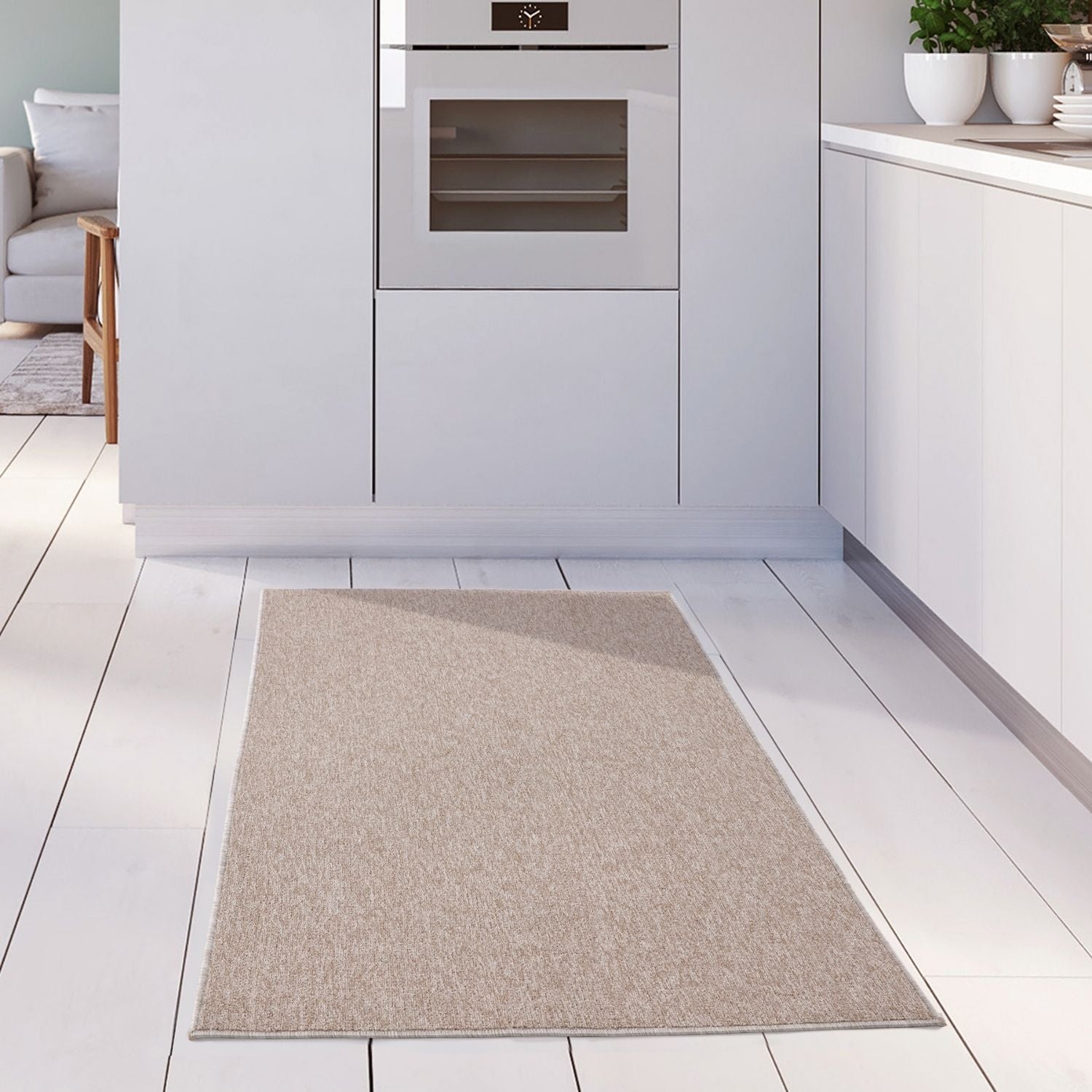Flex Beige Low Pile Solid Rug - Bargainia.com - 