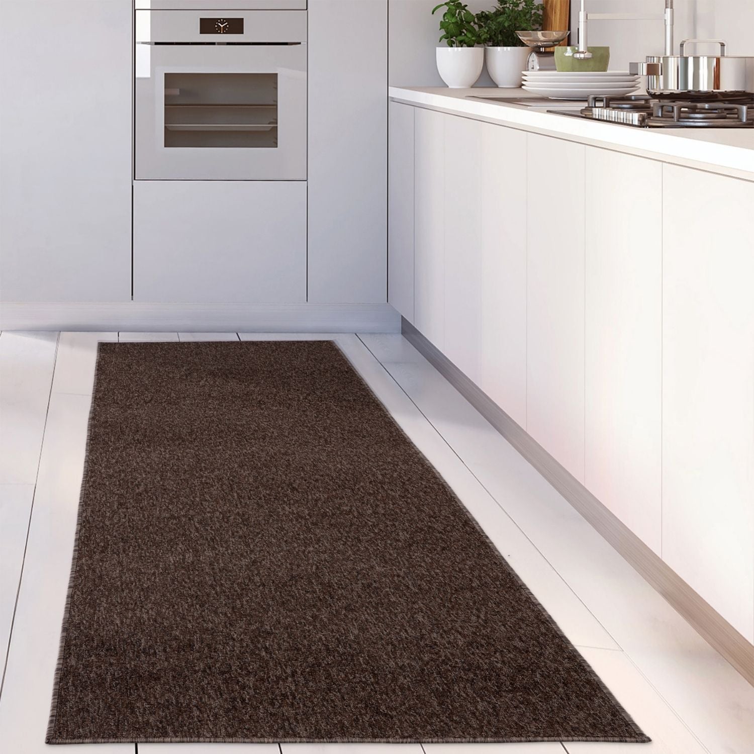 Flex Brown Low Pile Solid Rug - Bargainia.com - 