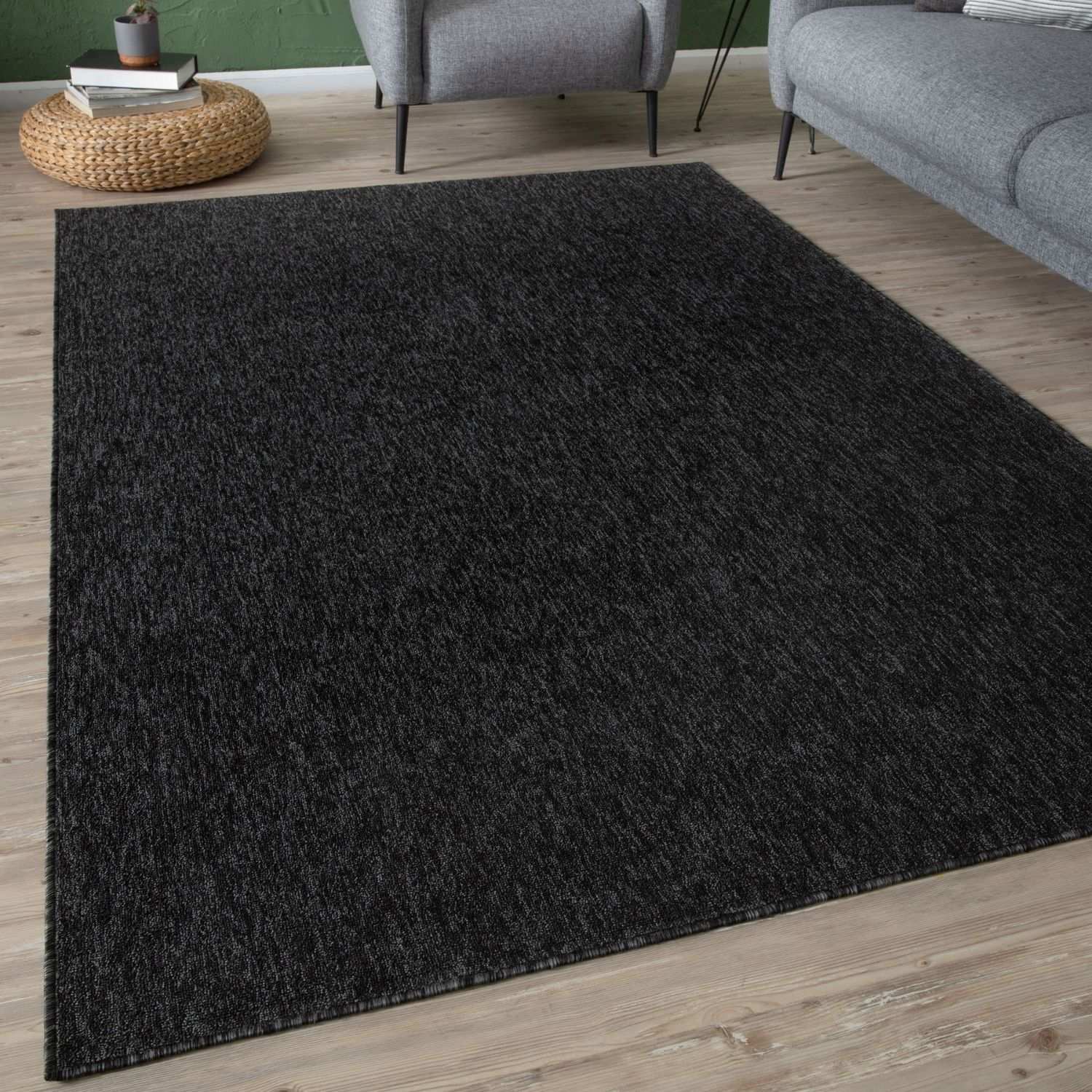 Flex Dark Grey Low Pile Solid Rug - Bargainia.com - 5056584504996 - 3354