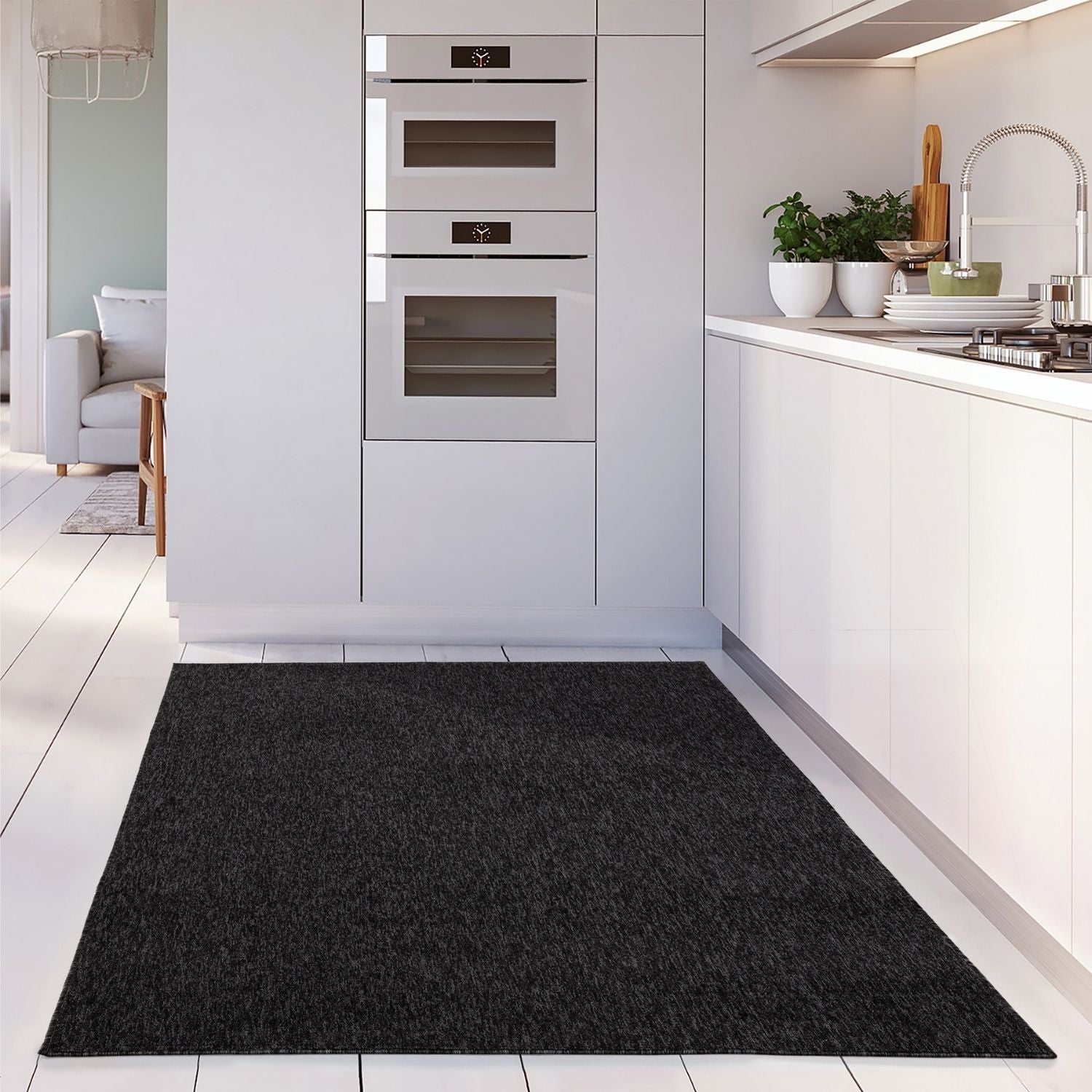 Flex Dark Grey Low Pile Solid Rug - Bargainia.com - 5056584504996 - 3354