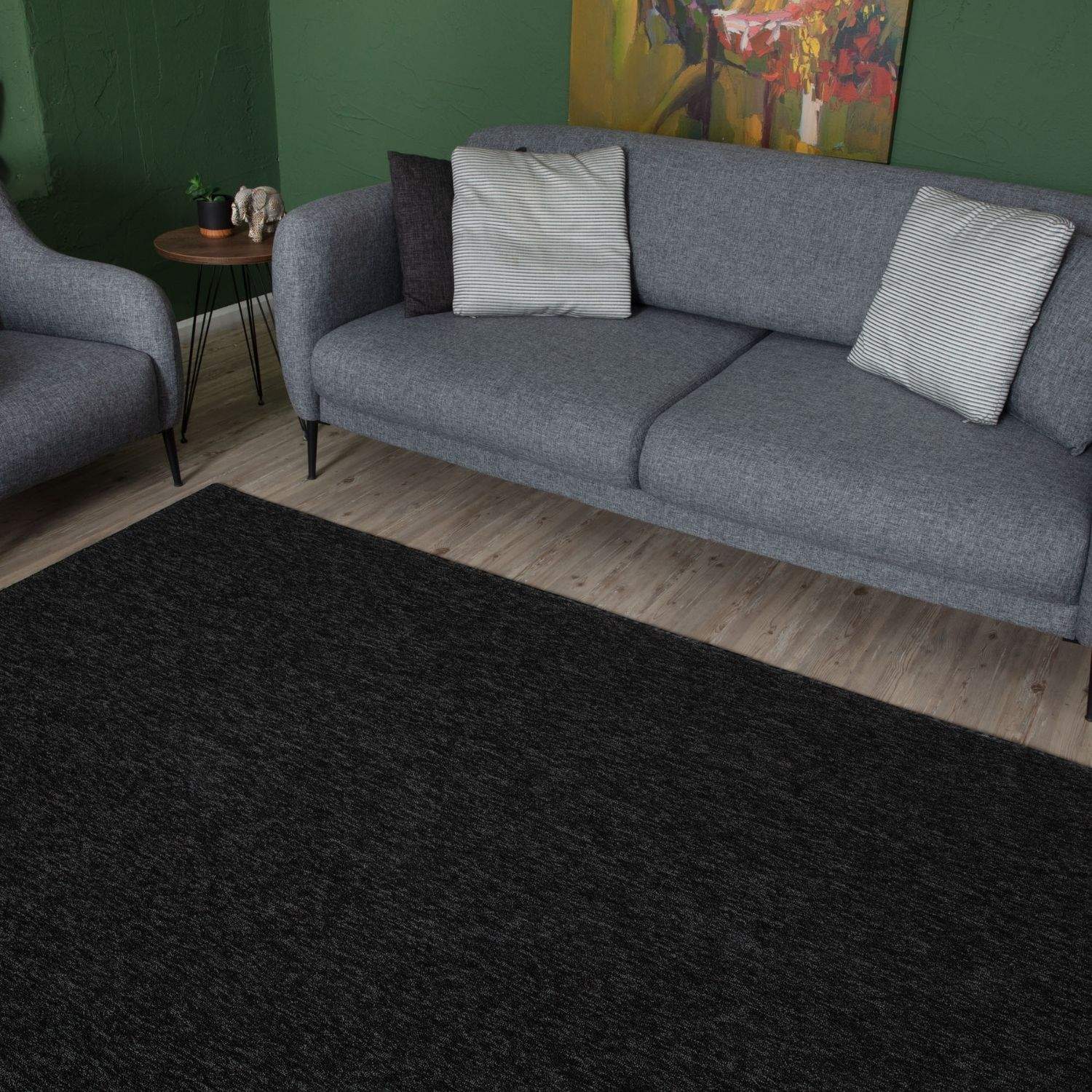 Flex Dark Grey Low Pile Solid Rug - Bargainia.com - 