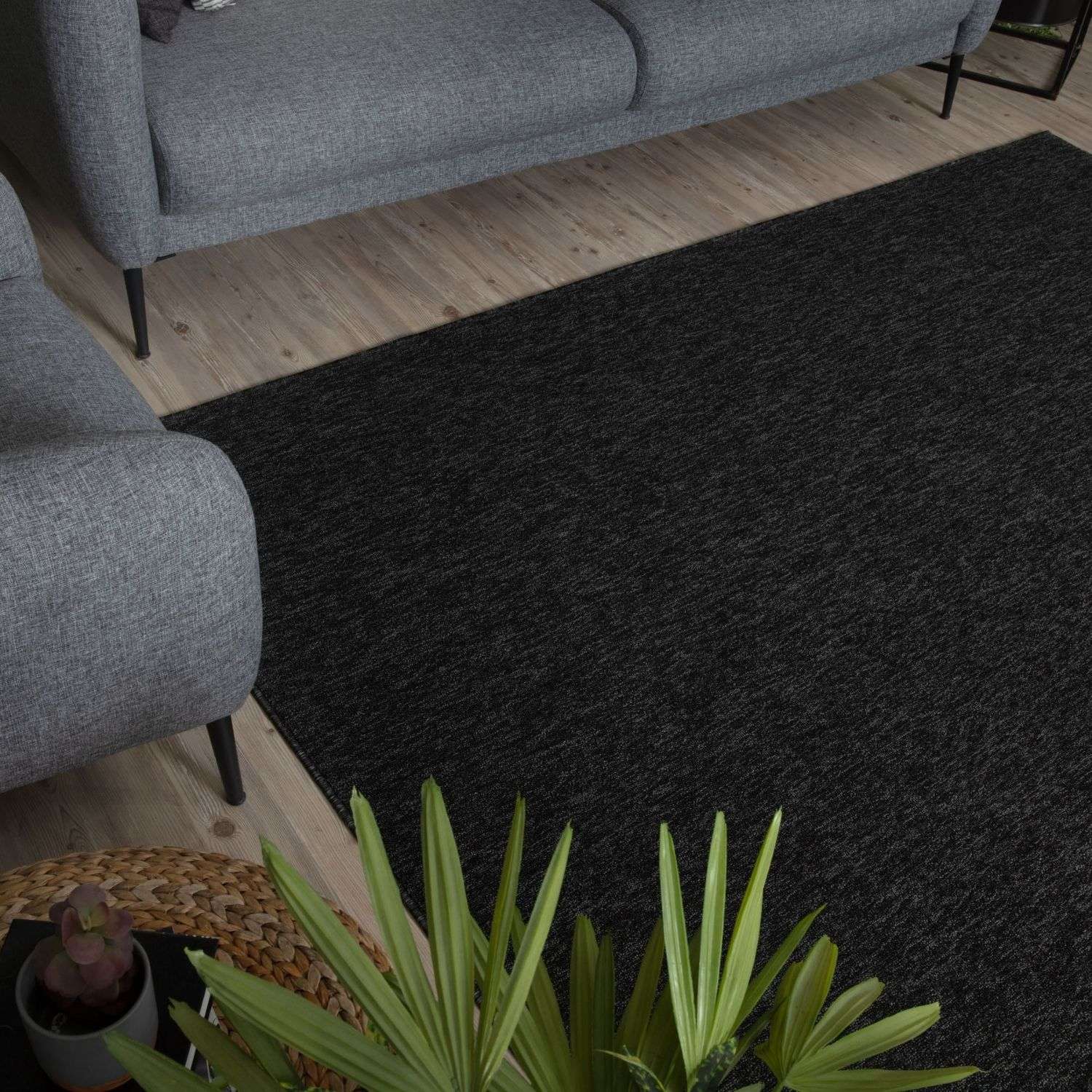 Flex Dark Grey Low Pile Solid Rug - Bargainia.com - 
