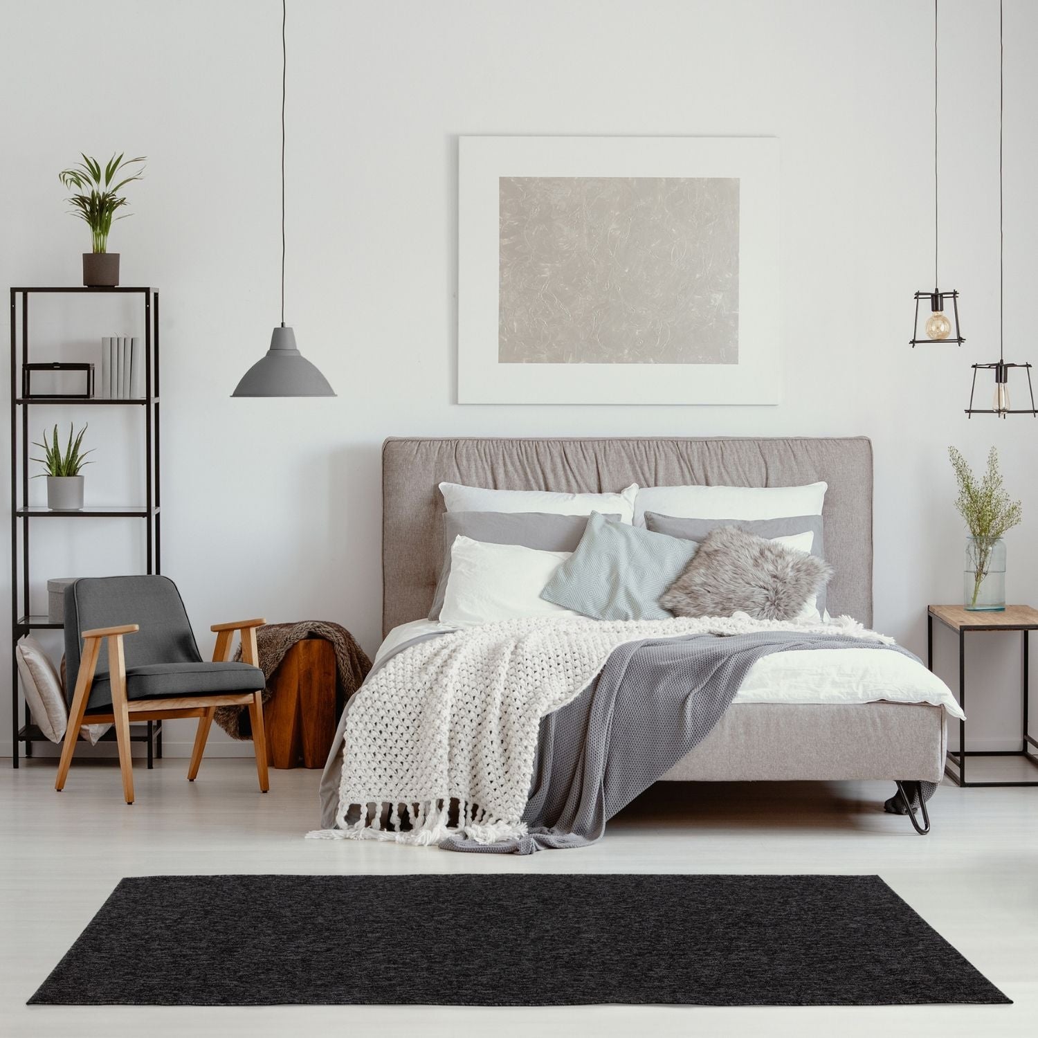 Flex Dark Grey Low Pile Solid Rug - Bargainia.com - 5056584505092 - 3356
