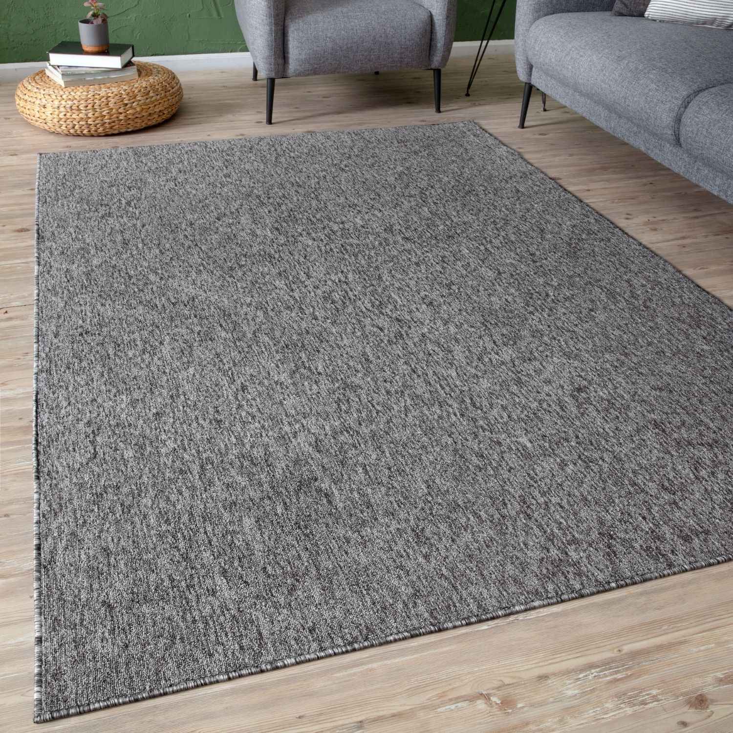 Flex Grey Low Pile Solid Rug - Bargainia.com - 