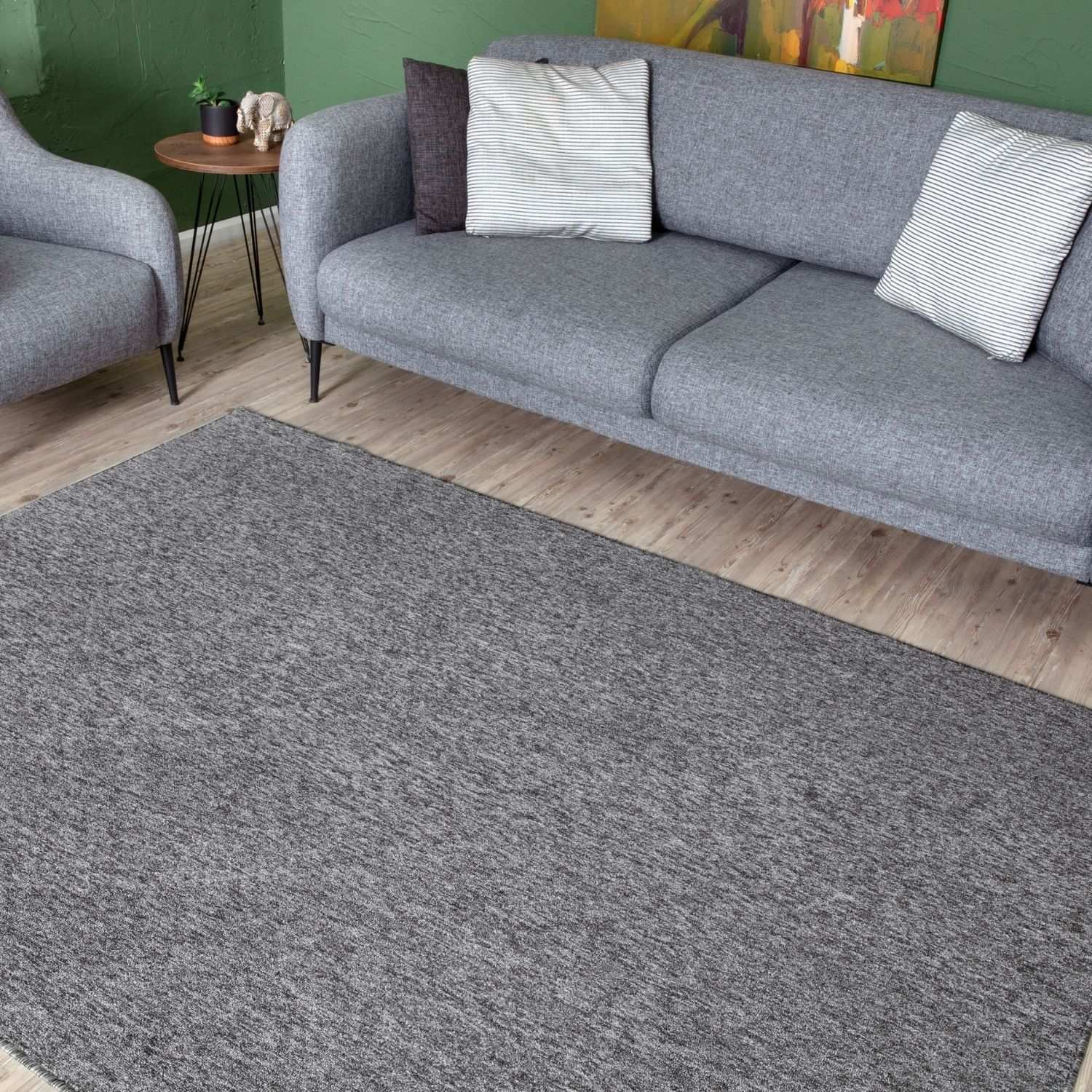 Flex Grey Low Pile Solid Rug - Bargainia.com - 