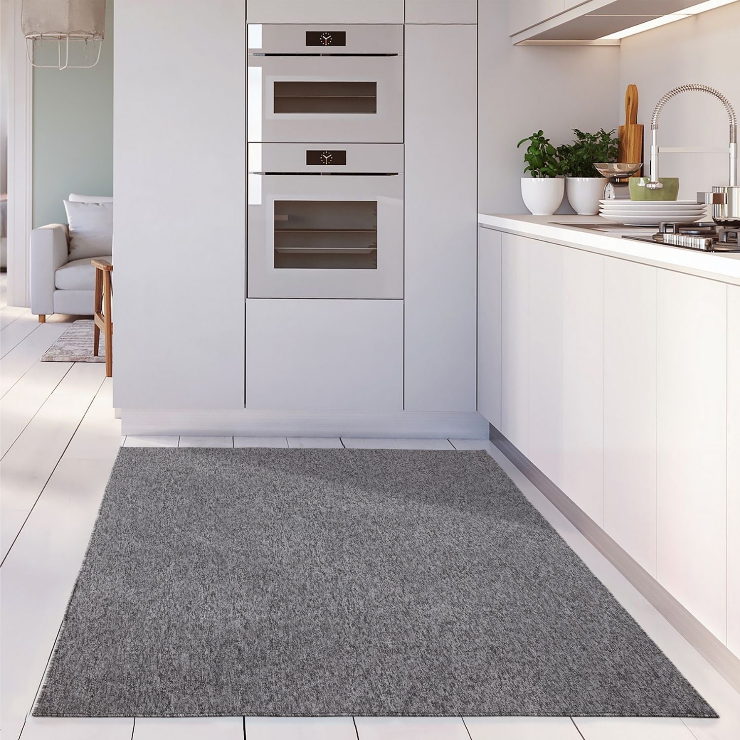 Flex Grey Low Pile Solid Rug - Bargainia.com - 
