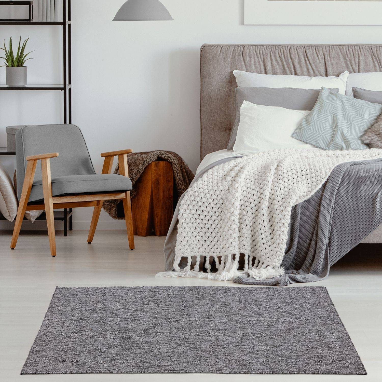 Flex Grey Low Pile Solid Rug - Bargainia.com - 