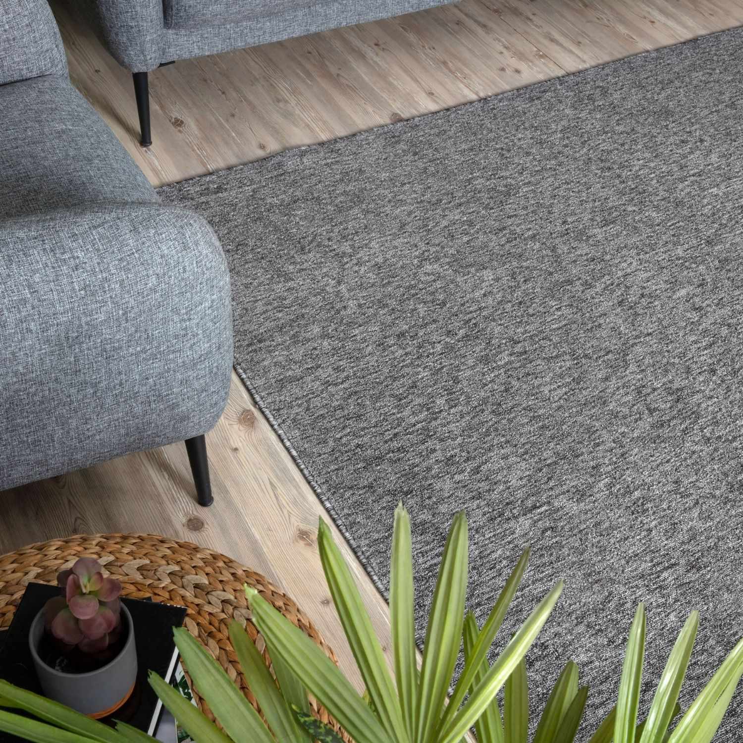 Flex Grey Low Pile Solid Rug - Bargainia.com - 